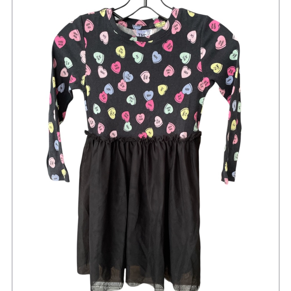 7/8 girls valentine dress L&D polyester dress with tutu bottom casual heart